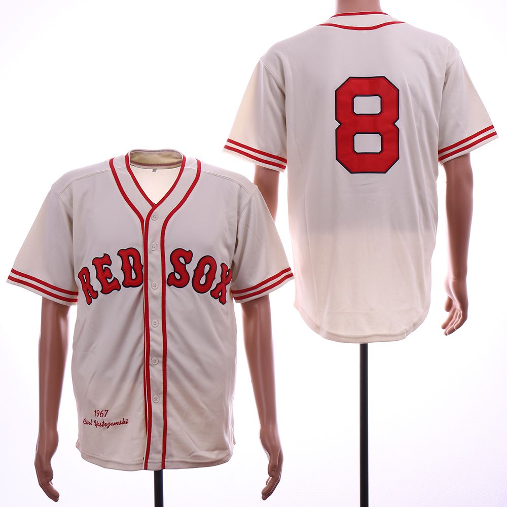 Men Boston Red Sox #8 Yastrzemski Cream Throwback 1967 MLB Jerseys